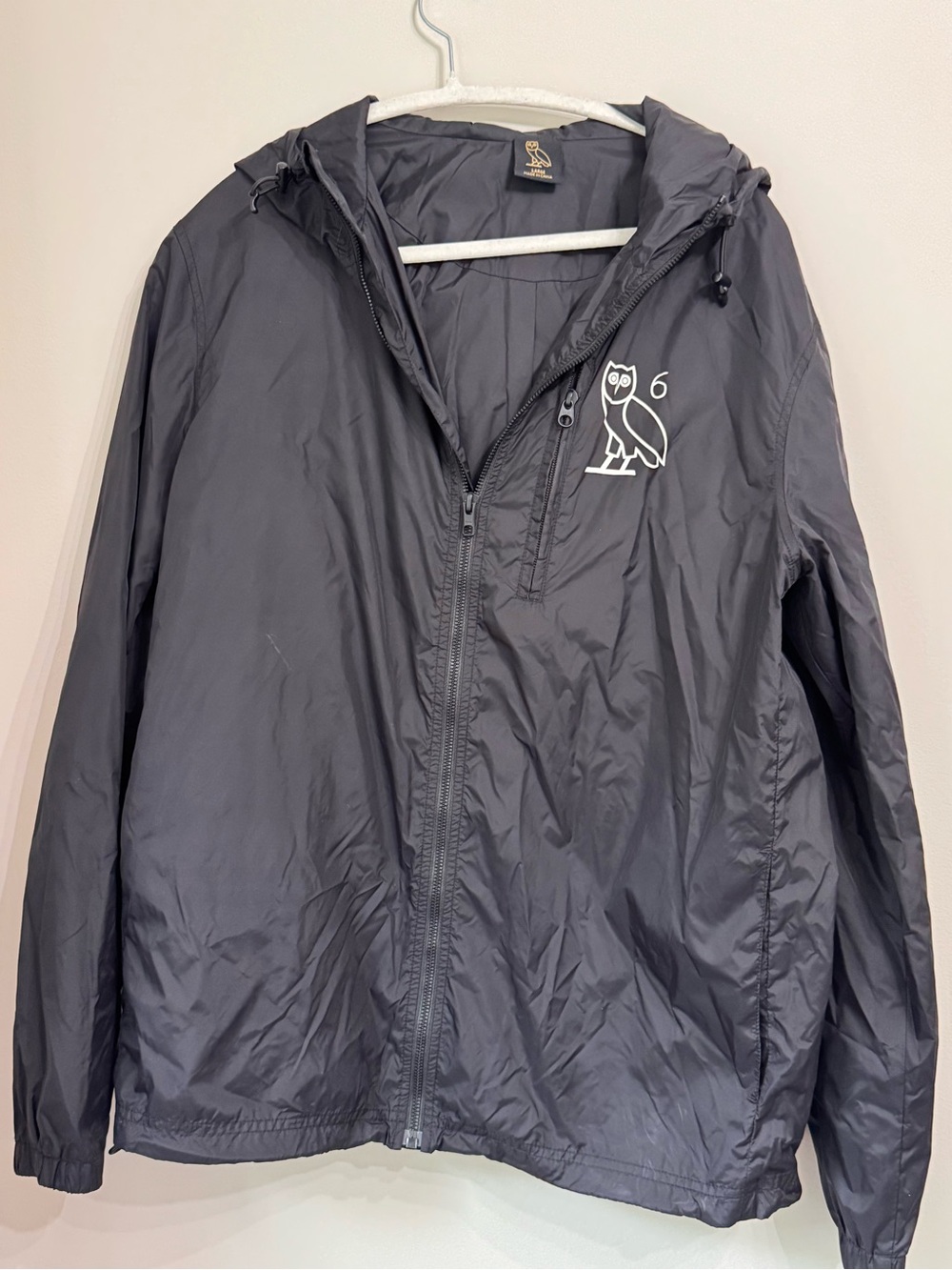OVO Men's Black Hooded Windbreaker Jacket